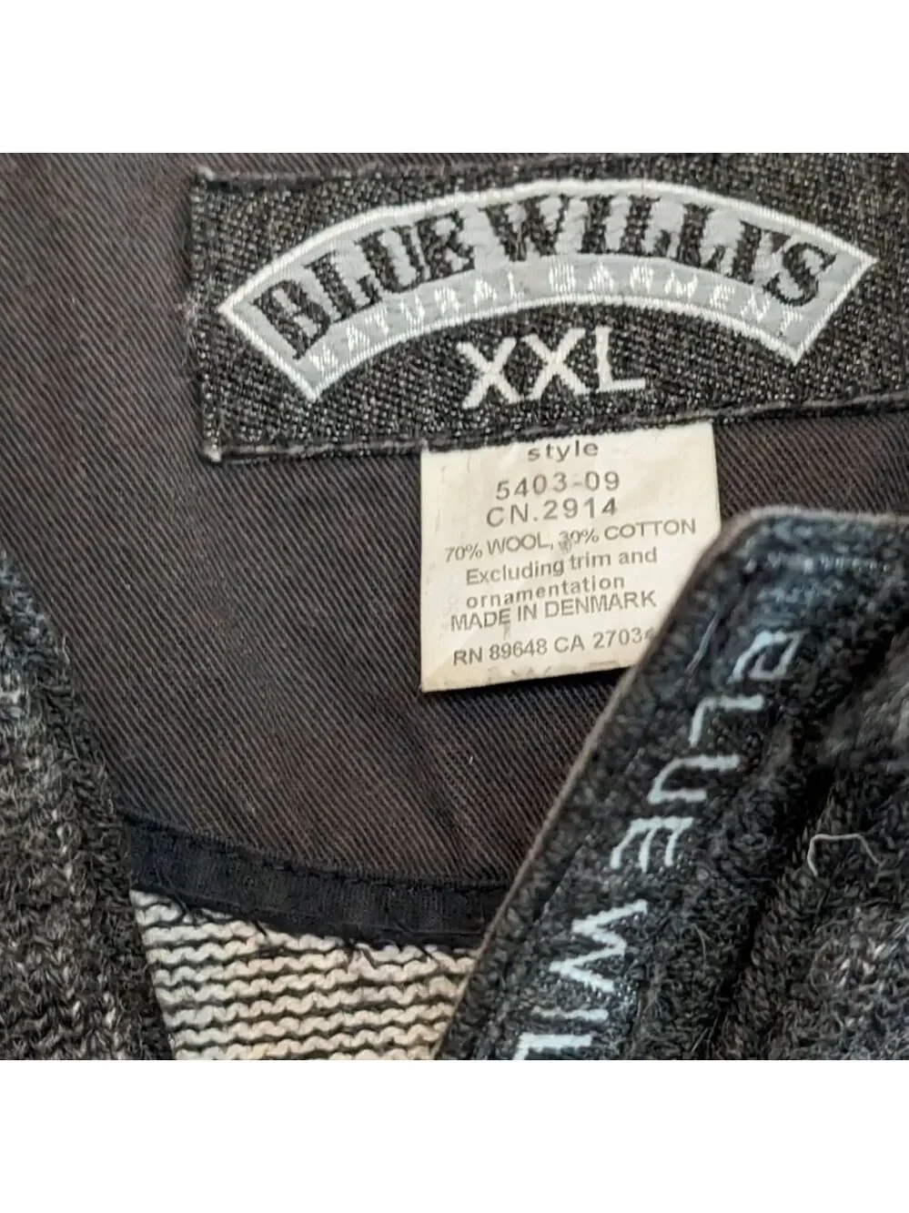 Blue Willi's Charcoal Gray Collared Wool blend Sweater Size XXL Denmark